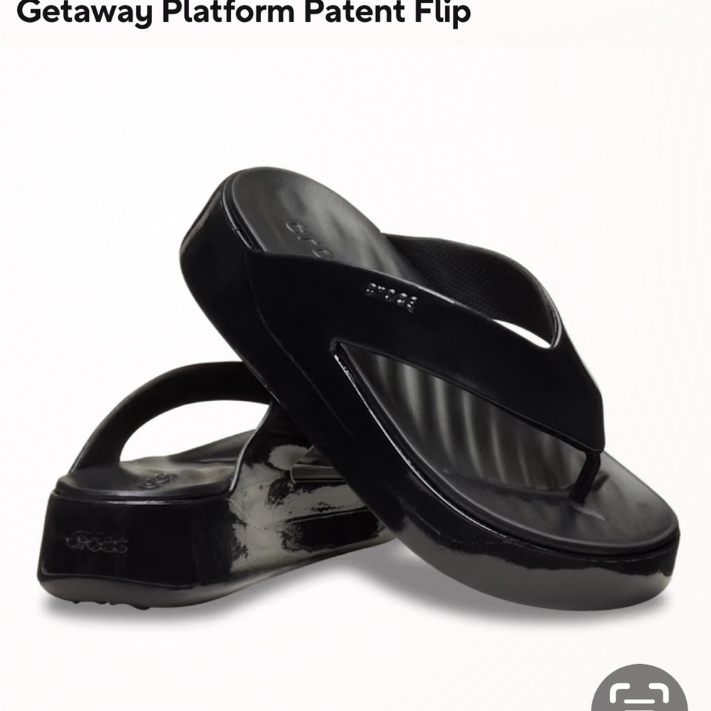 CROCS Black Patent Platform Sandals